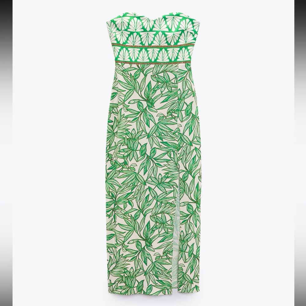 Zara Printed Strapless Dress